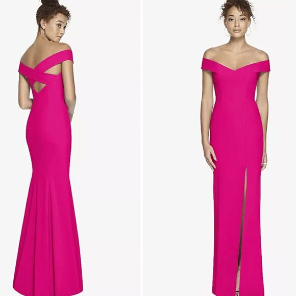 Dessy Collection Dresses & Skirts - Dessy Collection Off the shoulder Fuchsia Dress